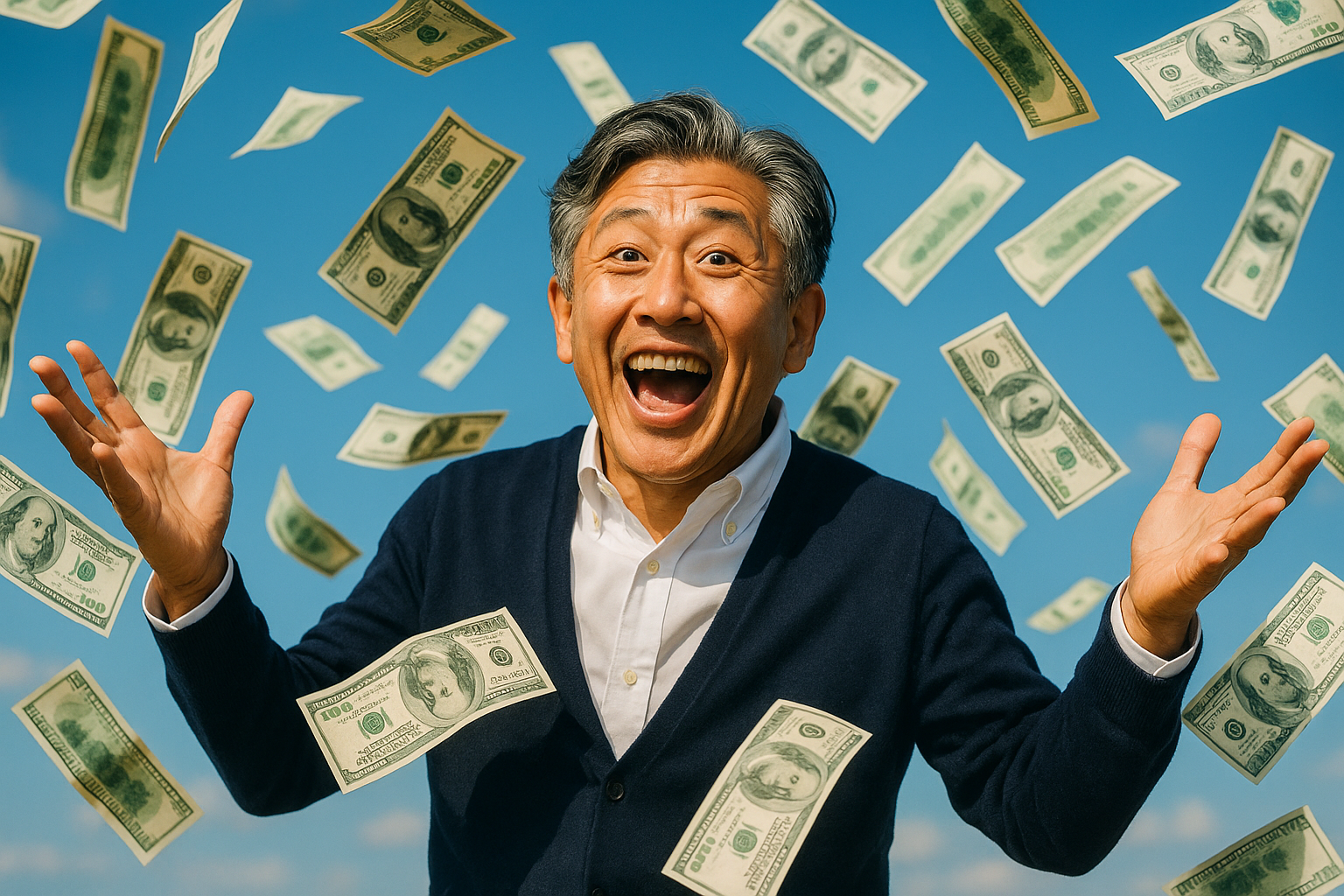 AIを活用して海外副業で報酬を得る男性のイメージ